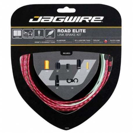 Kit Road Guaina di Connettori Alluminio e Cavo Freno Rosso Kit Road Guaina di Connettori Alluminio e Cavo Freno Rosso